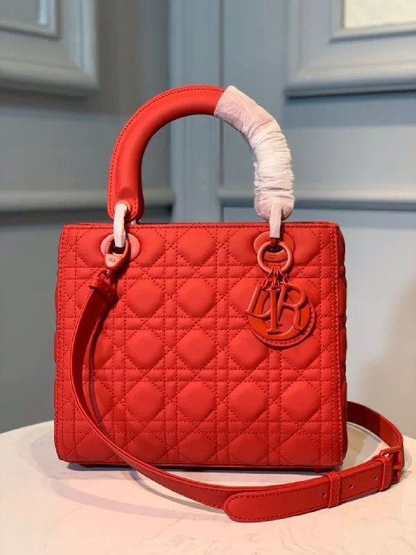 Christian Dior Medium Lady Dior Bag Matte Hardware Red Ultramatte For Women 9.5in/24cm CD