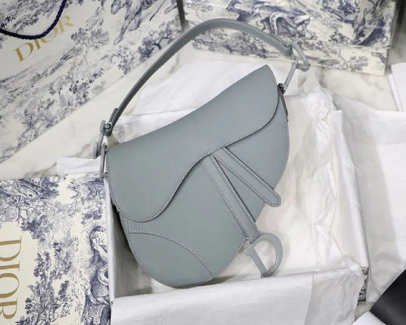 Christian Dior Medium Saddle Bag Light Blue Ultramatte For Women 25cm/10in CD