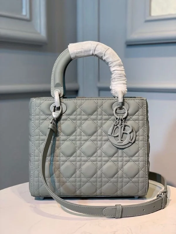 Christian Dior Medium Ultramatte Lady Dior Bag Grey For Women 9.5in/24cm CD M0565ILOI_M41G