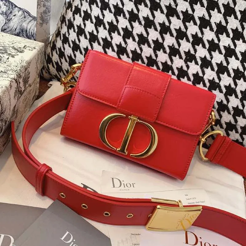 Christian Dior Mini 30 Montaigne Bag Gold Toned Hardware Red For Women 18cm/7in CD