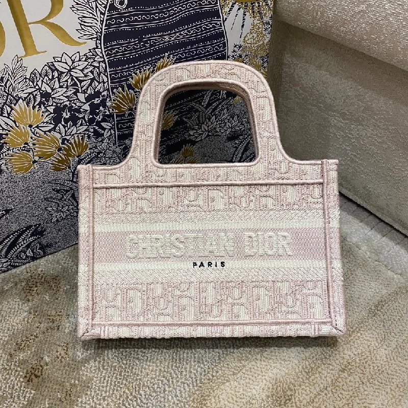 Christian Dior Mini Dior Book Tote Rose Des Vents Dior Oblique Embroidery. Light Pink. For Women Women-s Handbags.23cm CD