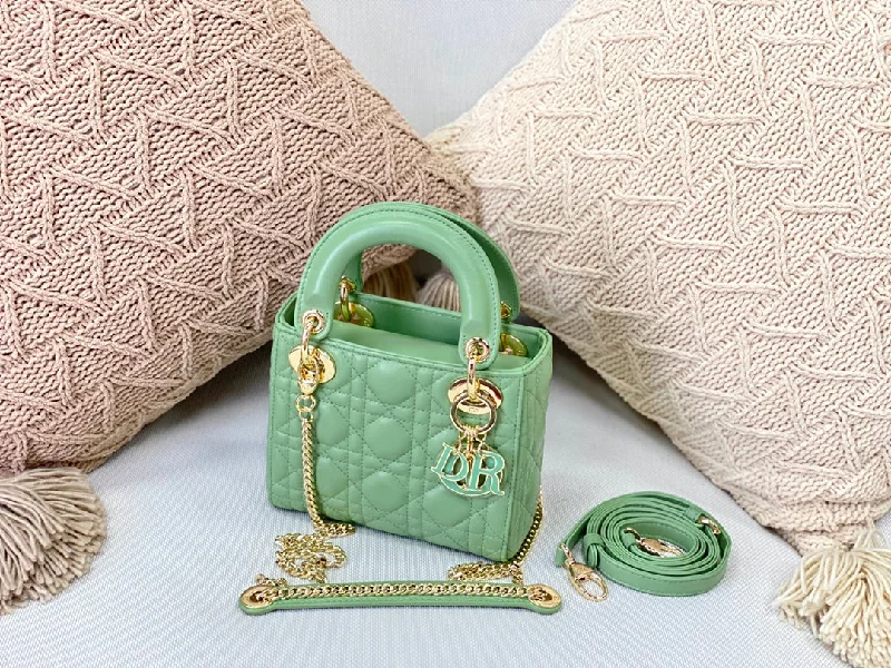 Christian Dior Mini Lady Dior Bag Green For Women 6.5in/17cm M05314NEE_M68H