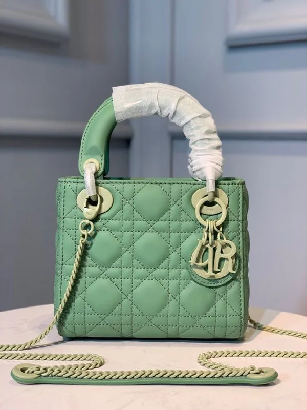 Christian Dior Mini Lady Dior Bag with Chain Matte Hardware Spring/Summer Collection. Spring Green. For Women Women-s Handbags. 18cm CD