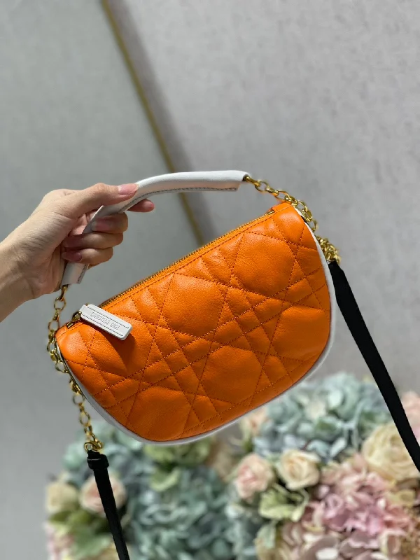 Christian Dior Small Dior Vibe Hobo Bag Fluorescent Orange Macrocannage. Orange. For Women Women-s Handbags. Crossbody Bags. 20cm CD M7200ODDO_M057