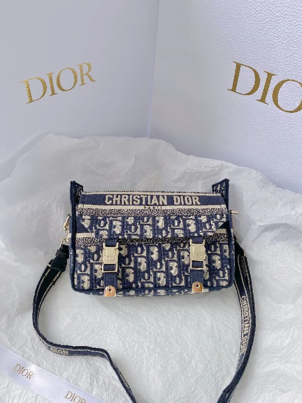 Christian Dior Small DIORCAMP Bag Blue Dior Oblique Embroidery. Blue. For Women Women-s Handbags. Shoulder Bags. Crossbody Bags. 23cm CD M1241ORIW_M928