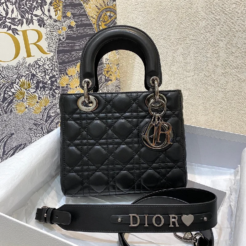 Christian Dior Small Lady Dior Bag Gold Rose Hardware. Black. For Women Women-s Handbags. Crossbody Bags. 20cm CD