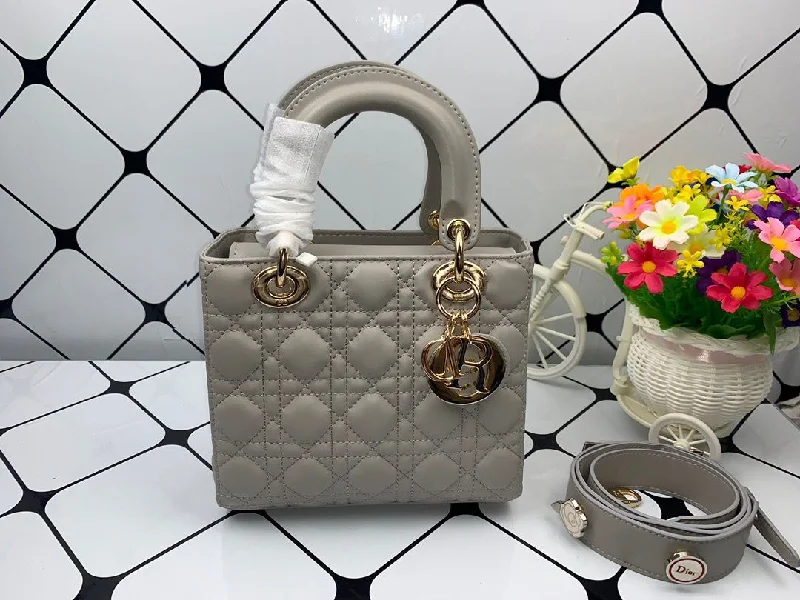 Christian Dior Small Lady Dior Bag Gold Toned Hardware. Dark Grey. For Women Women-s Handbags. Crossbody Bags. 20cm CD