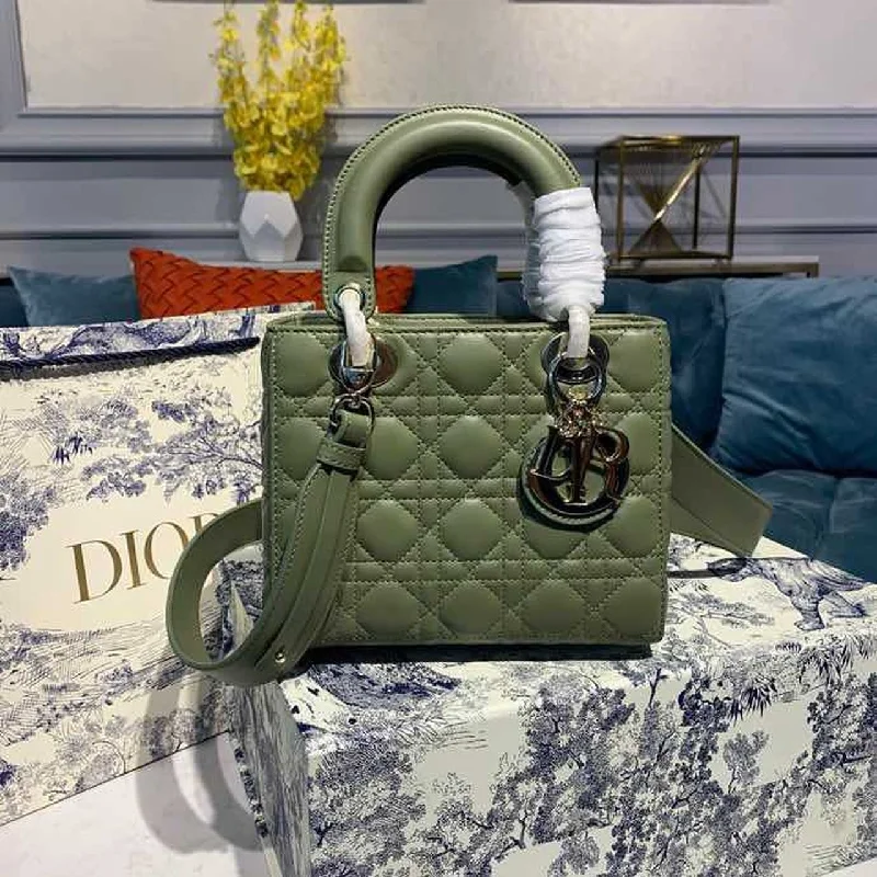 Christian Dior Small Lady Dior Bag Ultramatte Cannage Olive Green For Women 8in/20cm CD