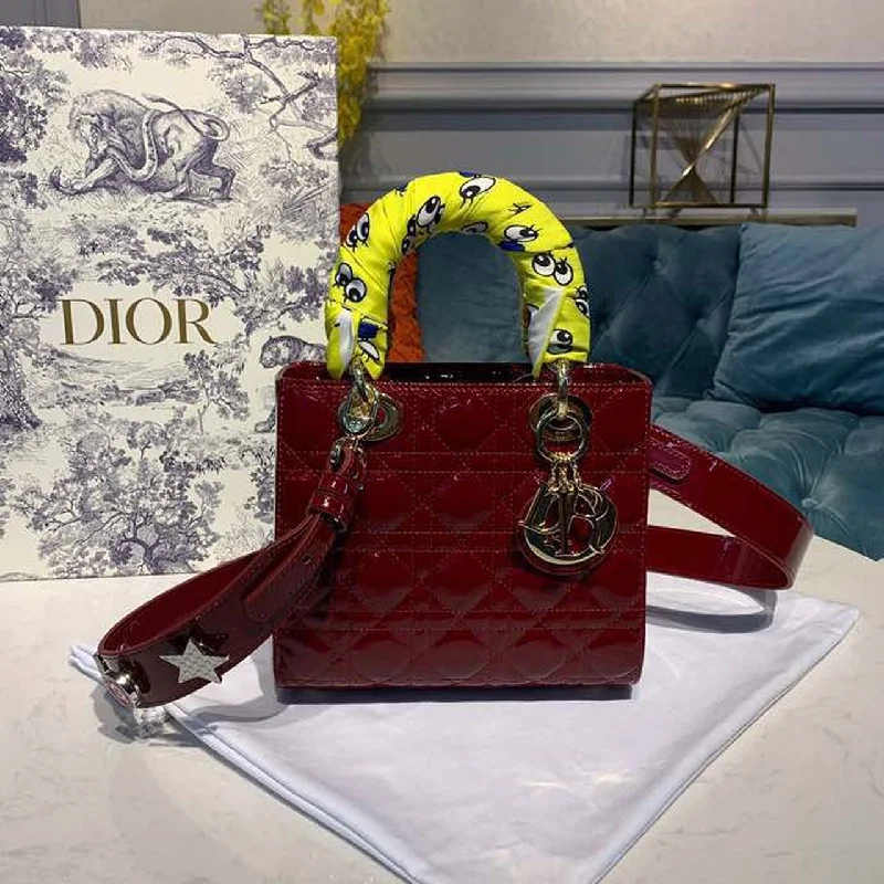 Christian Dior Small Lady Dior Bag with Chain Gold Toned Hardware Burgundy For Women 20cm/8in CD M0538OWCB_M323