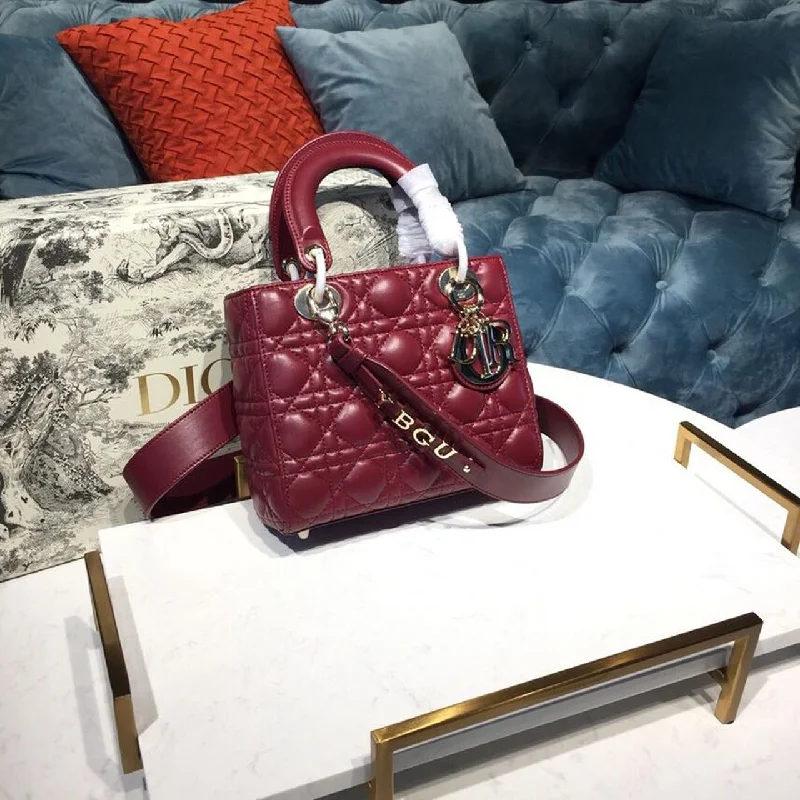 Christian Dior Small Lady Dior My ABCDIOR Bag Cherry Red Cannage  For Women 20cm/8in CD