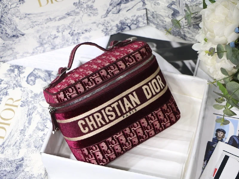 Christian Dior Travel Vanity Case Bag Red For Women 9.5in/24cm CD