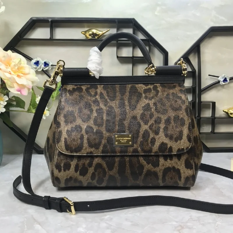 Dolce and Gabbana Leopard Print Medium Sicily Top Handle Bag Muticolour For Women 9.8in/25cm DG