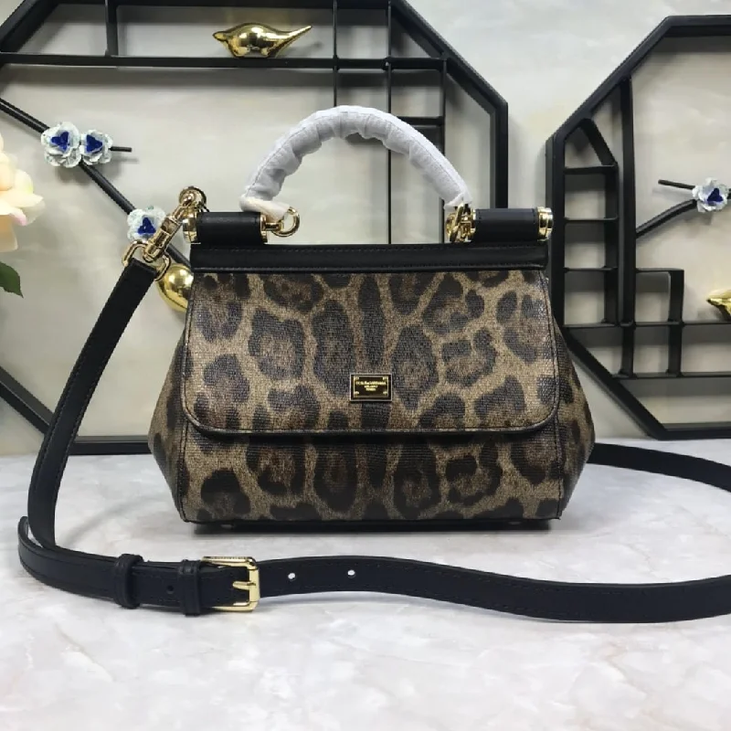 Dolce and Gabbana Leopard Print Small Sicily Top Handle Bag Muticolour For Women 7.8in/20cm DG