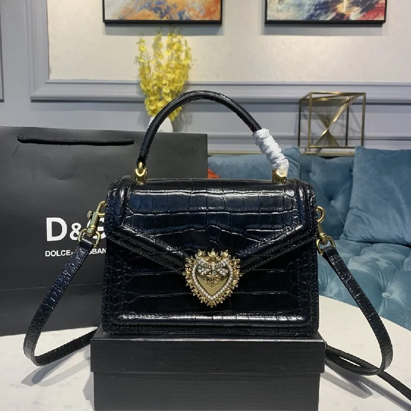 Dolce and Gabbana Medium Devotion Bag Black For Women 9.5in/24cm