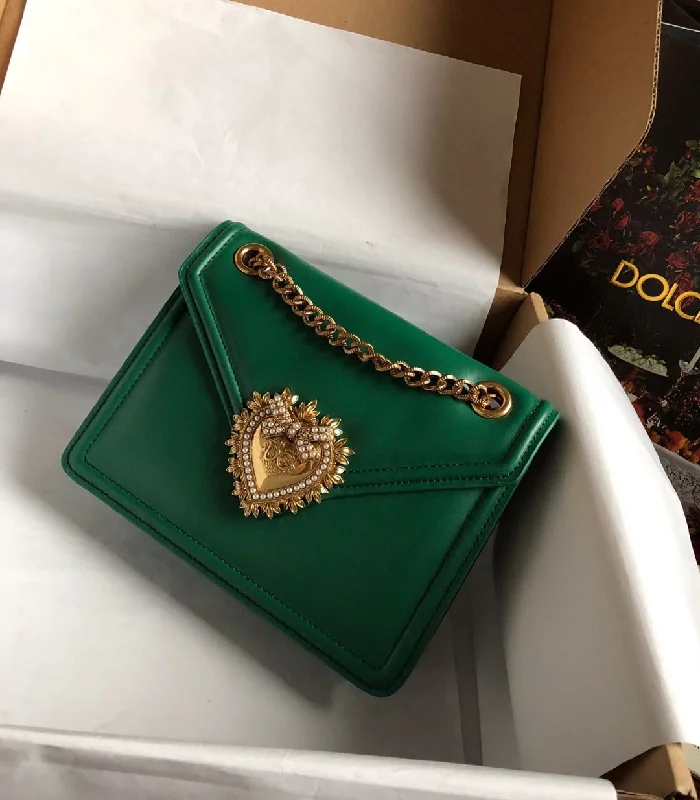 Dolce and Gabbana Medium Devotion Bag Green For Women 8.1in/20.5cm