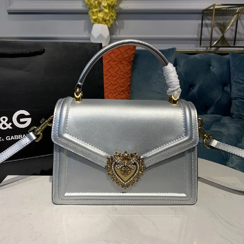 Dolce and Gabbana Medium Devotion Bag Silver For Women 9.5in/24cm