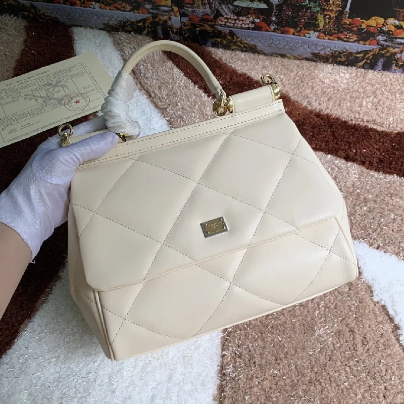 Dolce and Gabbana Medium Sicily Bag In Quilted White For Women 10.2in/26cm DG BB6002AW59180002