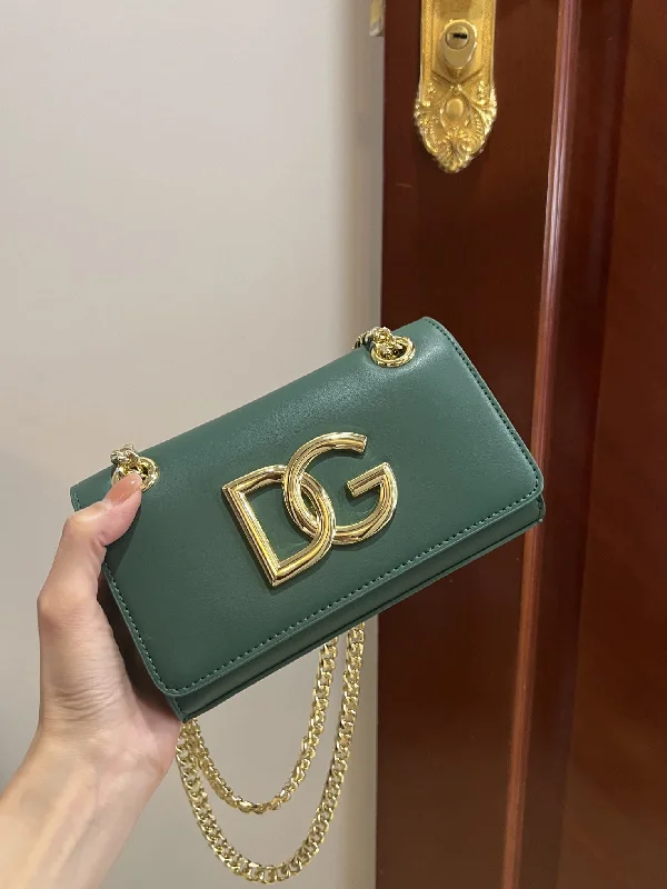 Dolce and Gabbana Polished 3.5 Phone Bag Green For Women 7.3in/19cm DG