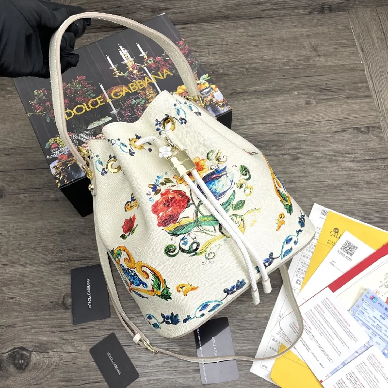 Dolce and Gabbana Print Crespo Bucket Bag Multicolor With Branded Plate For Women DG Bag