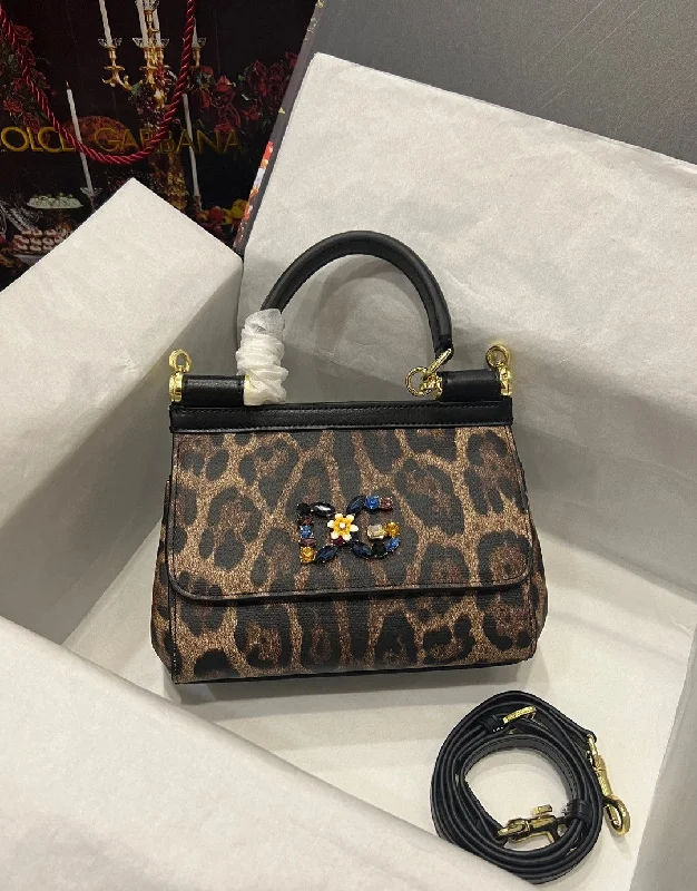 Dolce and Gabbana Sicily Bag In Leopard-Print Pony Hair Multicolour For Women 7.9in/20cm DG