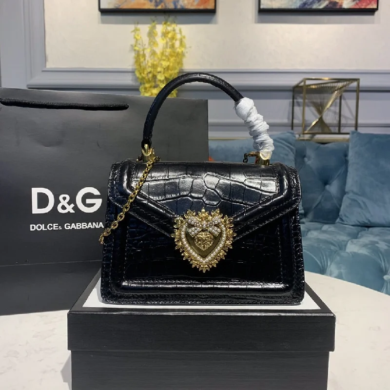 Dolce and Gabbana Small Devotion Bag Black For Women 7.5in/19cm DG