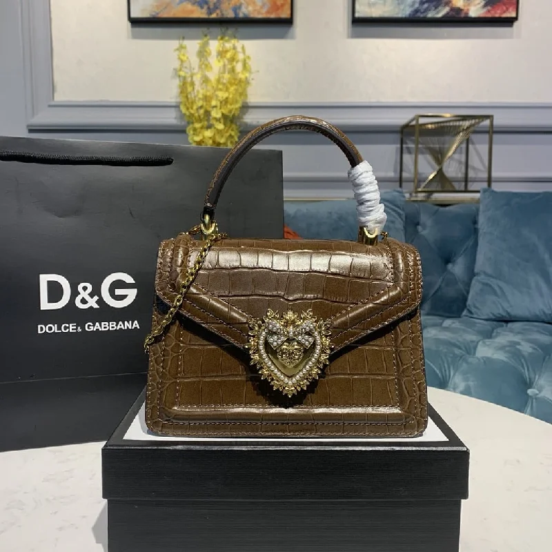 Dolce and Gabbana Small Devotion Bag BrownFor Women 7.5in/19cm