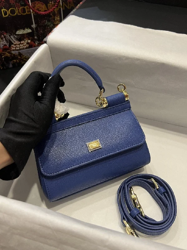 Dolce and Gabbana Small Sicily Bag In Dauphine Blue For Women 7.5in/19cm DG BB7116A100180648