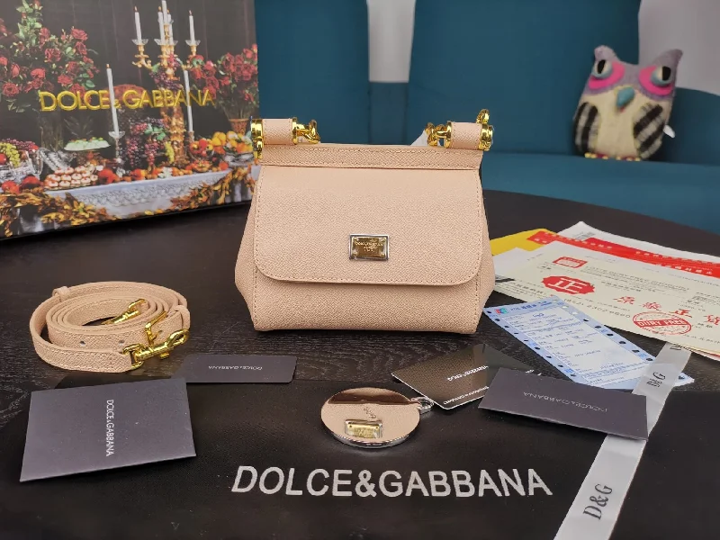 Dolce and Gabbana Small Sicily Bag In Dauphine Pale Pink For Women 7.5in/19cm DG BB7116A100180414