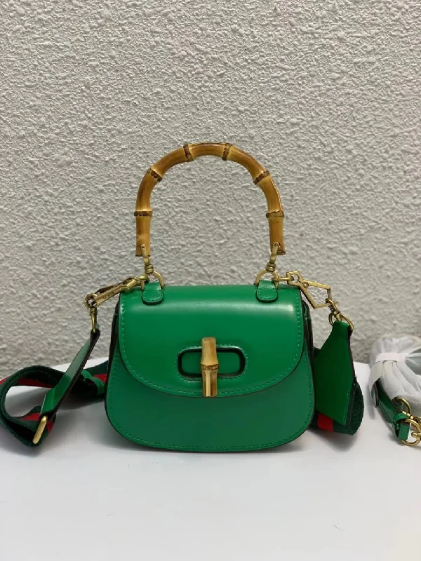 Gucci Bamboo 1947 Small Top Handle Bag Green  For Women 8.3in/21cm GG 675797 10ODT 3384