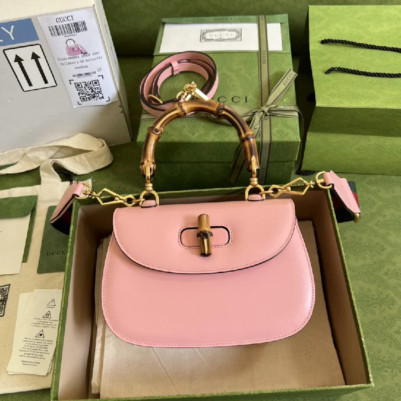 Gucci Bamboo 1947 Small Top Handle Bag  Pink  For Women 8.3in/21cm GG 675797 10ODT 5467