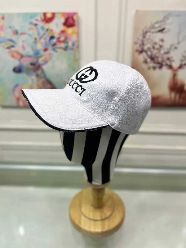 Gucci Canvas Baseball Hat White GG Hat