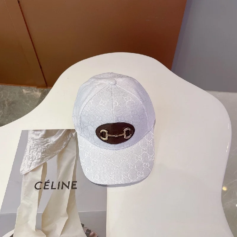 Gucci Canvas Baseball Hat With Horsebit White GG Hat