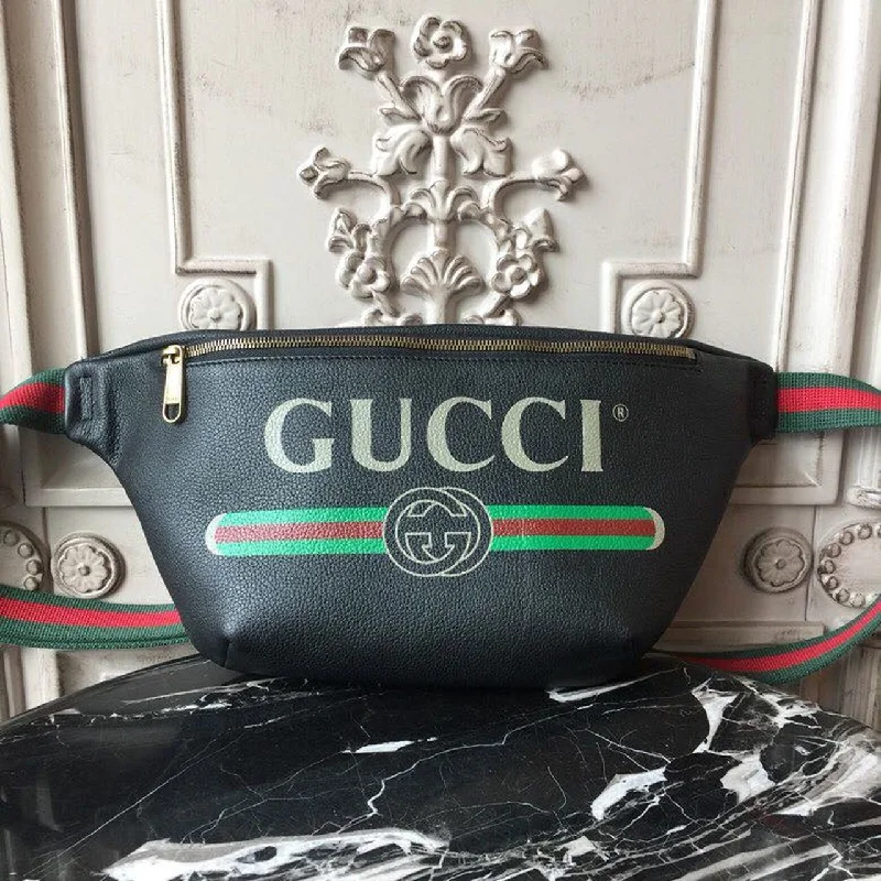 Gucci Coco Capitn Logo Belt Bag Cotton Linen Lining Black For Men 11in/28cm GG