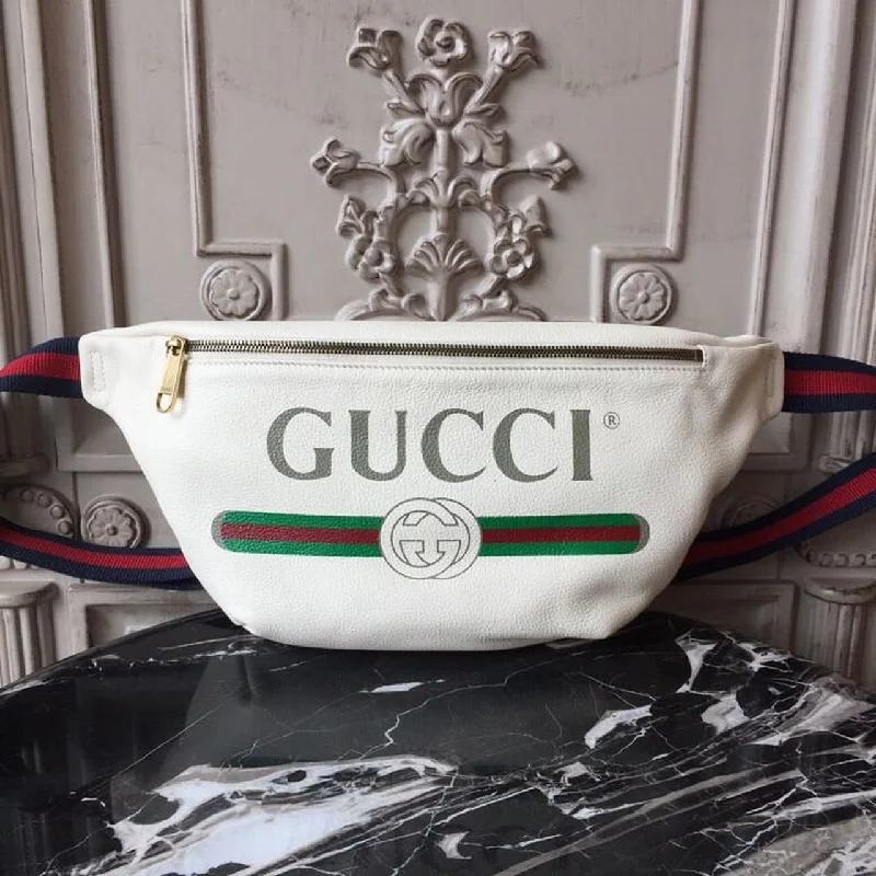 Gucci Coco Capitn Logo Belt Bag Cotton Linen Lining White For Men 11in/28cm GG