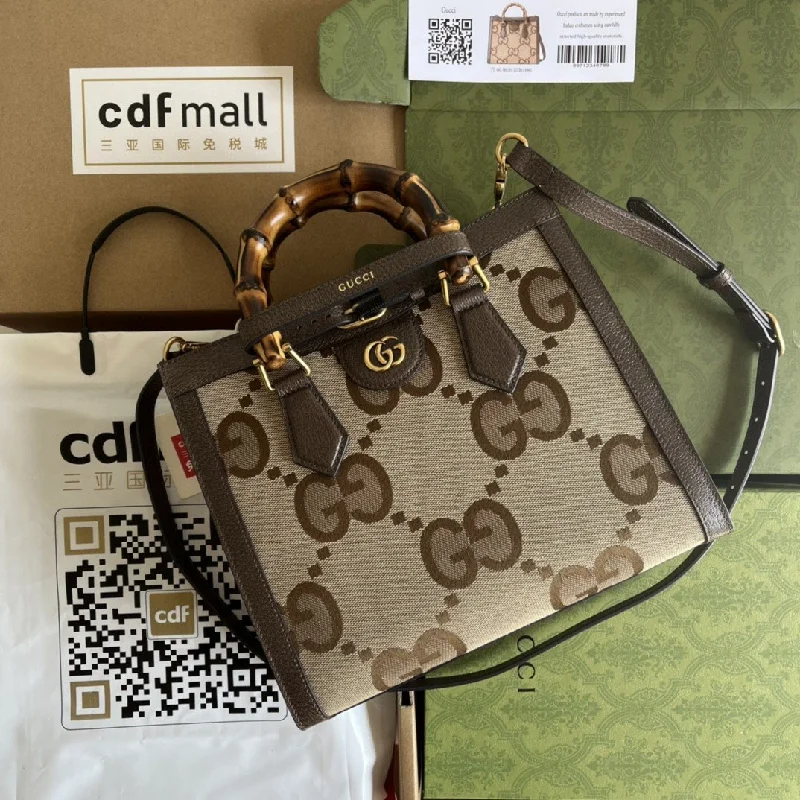 Gucci Diana Jumbo GG Small Tote Bag Camel And Ebony Jumbo GG Canvas For Women 11in/27cm