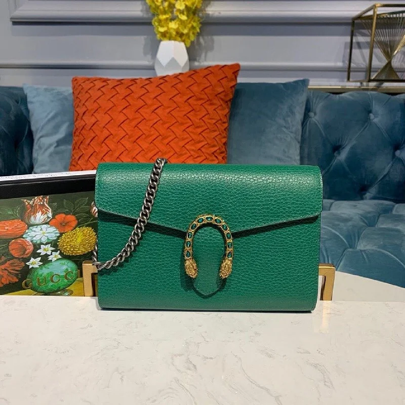 Gucci Dionysus Mini Chain Bag Emerald Green Metal-Free Tanned For Women 8in/20cm GG 401231 CAOGX 3120