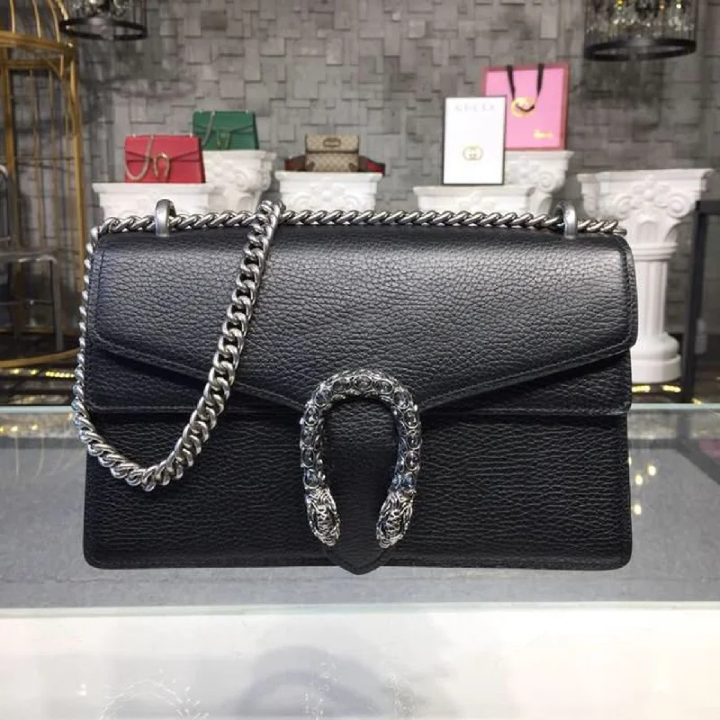 Gucci Dionysus Shoulder Bag Black Metal-Free Tanned For Women 11in/28cm GG 400249 CAOGN 8176