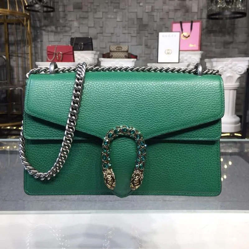 Gucci Dionysus Shoulder Bag Emerald Green Metal-Free Tanned For Women 11in/28cm GG 400249 CAOGX 3120