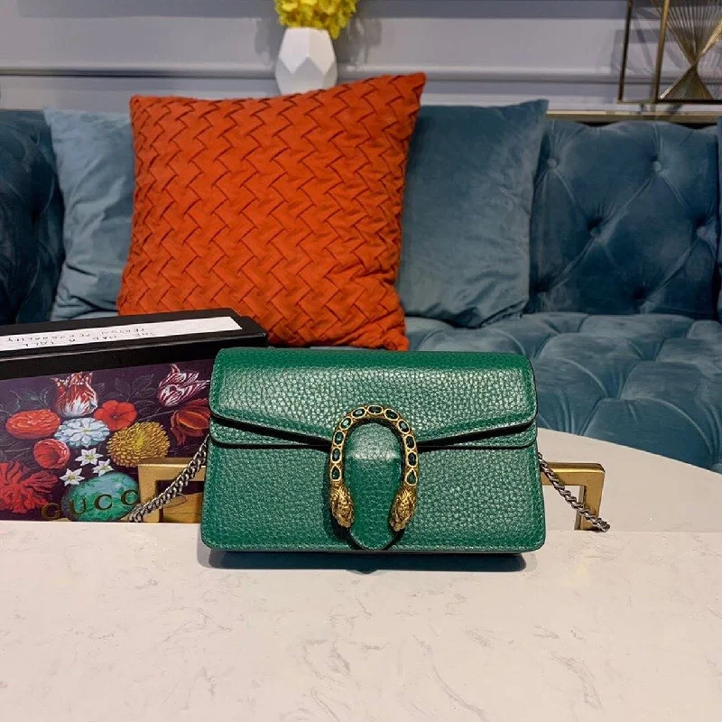 Gucci Dionysus Super Mini Bag Emerald Green Metal-Free Tanned For Women 6.5in/16.5cm GG 476432 CAOGX 3120