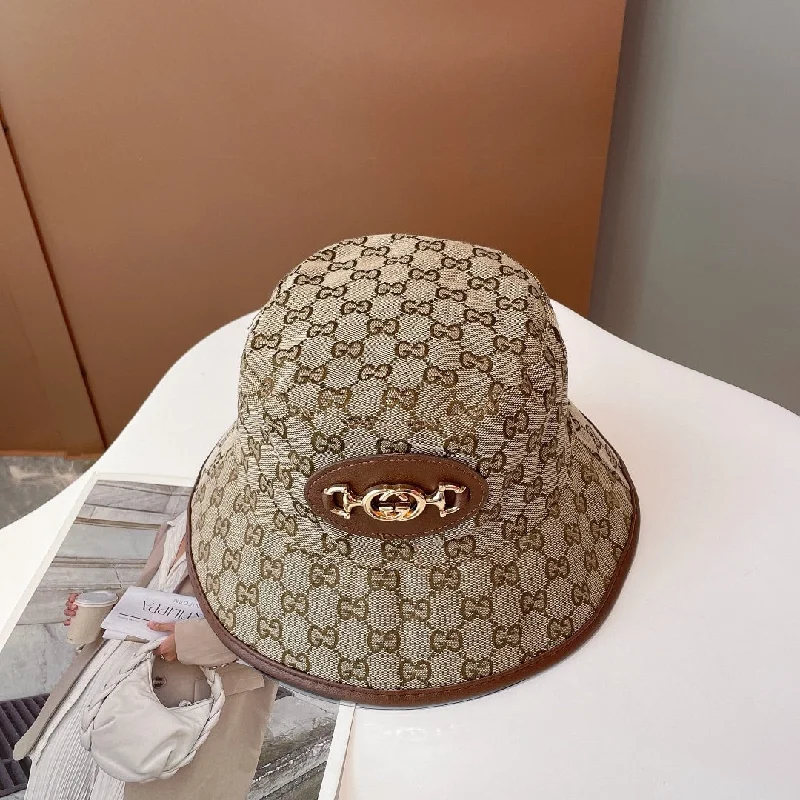 Gucci GG Canvas Bucket Hat With Horsebit Beige GG Hat