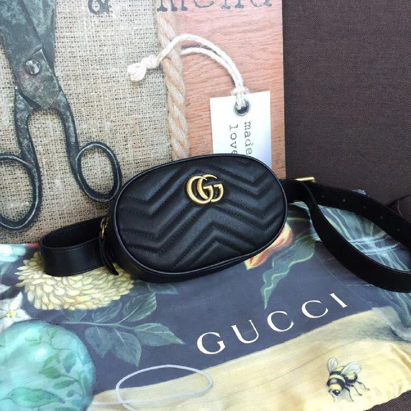 Gucci GG Marmont Belt Bag Black For Women 7in/18cm GG 476434