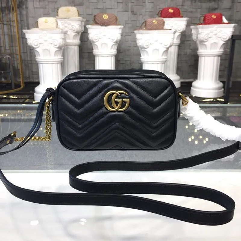 Gucci GG Marmont Matelass Mini Bag Black Matelass Chevron For Women 7in/18cm GG 448065 DTD1T 1000