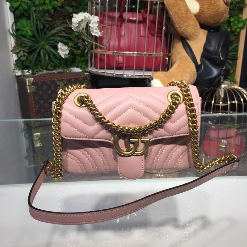 Gucci GG Marmont Matelass Mini Bag Dusty Pink Matelass Chevron For Women 8.5in/22cm GG 446744