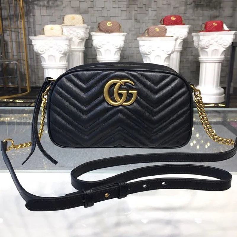 Gucci GG Marmont Small Matelass Shoulder Bag Black Matelass Chevron For Women 9.5in/24cm GG 447632 DTD1T 1000