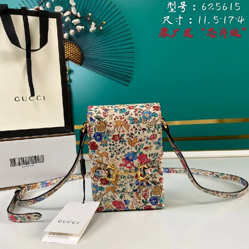 Gucci Horsebit 1955 Mini Flora Bag  For Women And Men 6.7in/17cm GG