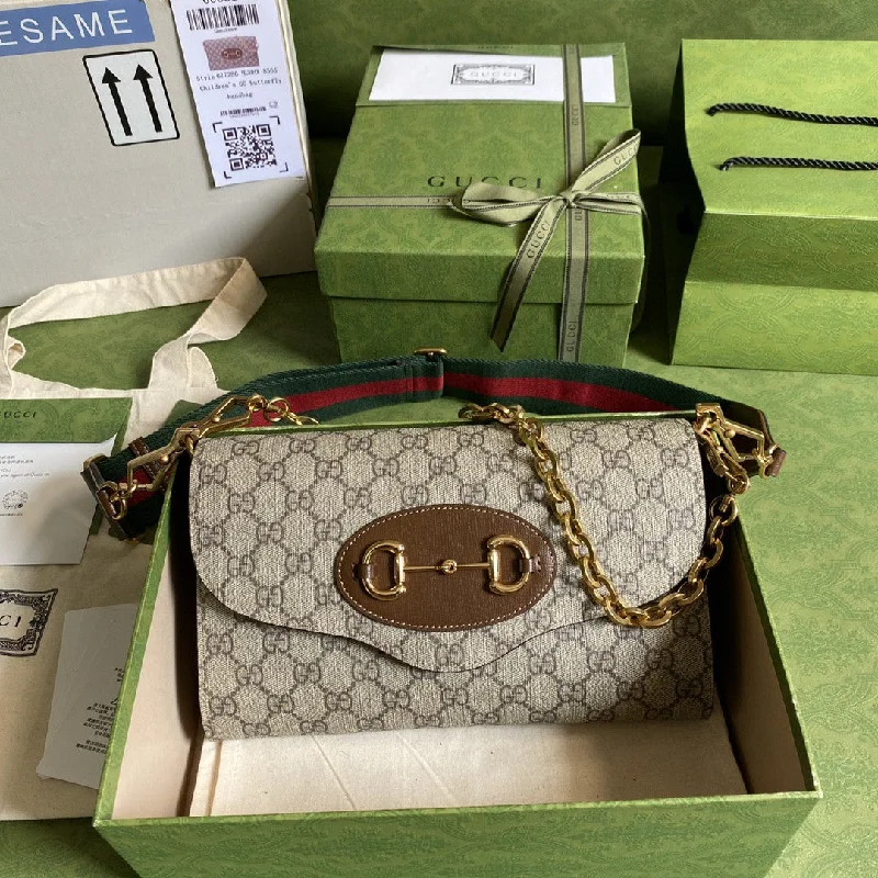 Gucci Horsebit 1955 Small Bag Beige For Women 10.2in/26cm GG