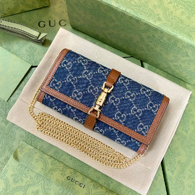 Gucci Jackie 1961 Chain Long Wallets For Women. Women-s Wallets 19cm/7.5in GG