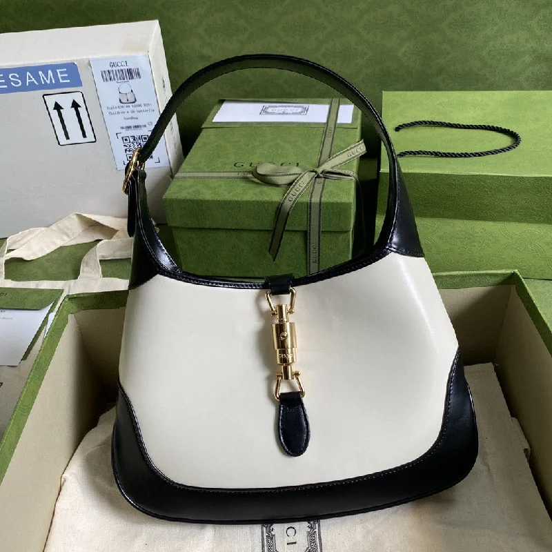 Gucci Jackie 1961 Small Shoulder Bag White With Black 11in/28cm 636706 10OBG 9099