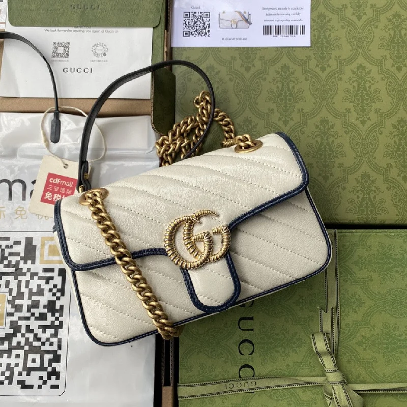 Gucci Marmont Matelass Mini Bag  White For Women 9in/22cm GG