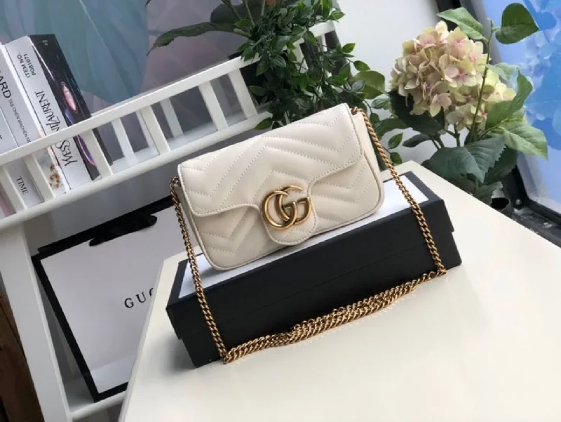 Gucci Marmont Matelass Super Mini Bag Dusty White Chevron For Women 6.2in/16.5cm GG 476433 DTDCT 9022